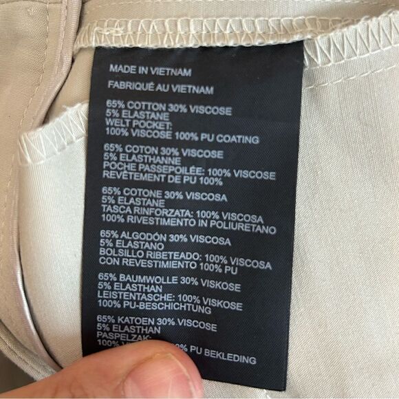 CLUB MONACO Emily Khaki Leather-Trimmed Pockets Skinny-Leg Pants - Picture 7 of 9